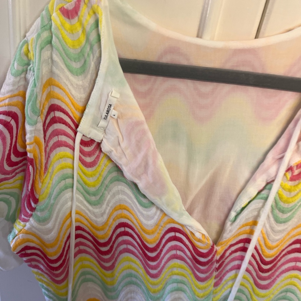 Tularosa Multicolor Wave Pattern Short Sleeve Tee - image 2